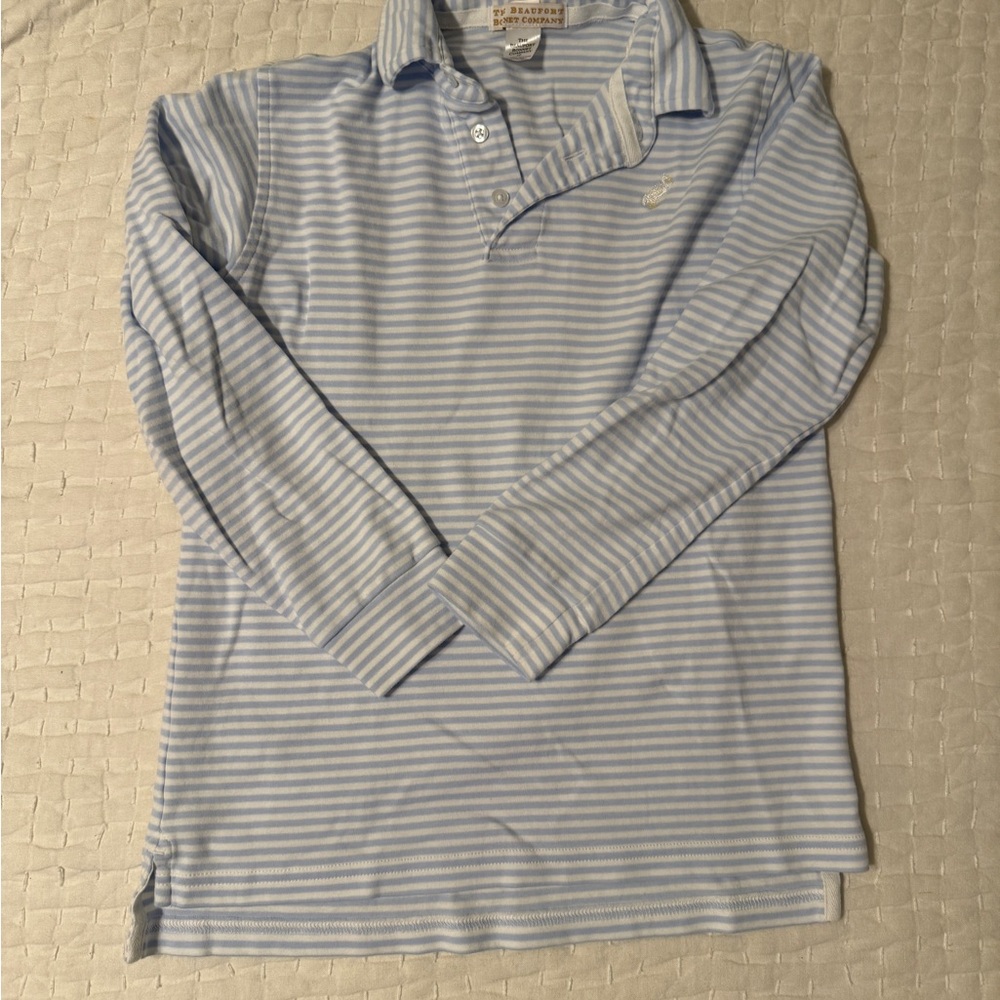 The Beaufort Bonnet Company Classic Blue and White Striped Polo
